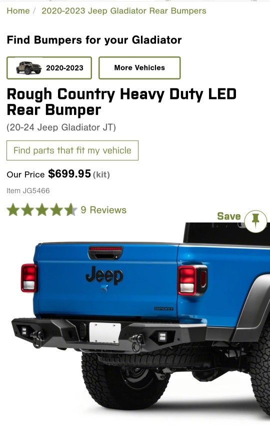 JEEP GLADIATOR ROUGH COUNTRY REAR BUMPER - BRAND NEW