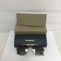 Burberry B3121 1017/11 Gold Frame Black Lens Authentic Sunglasses 59-17