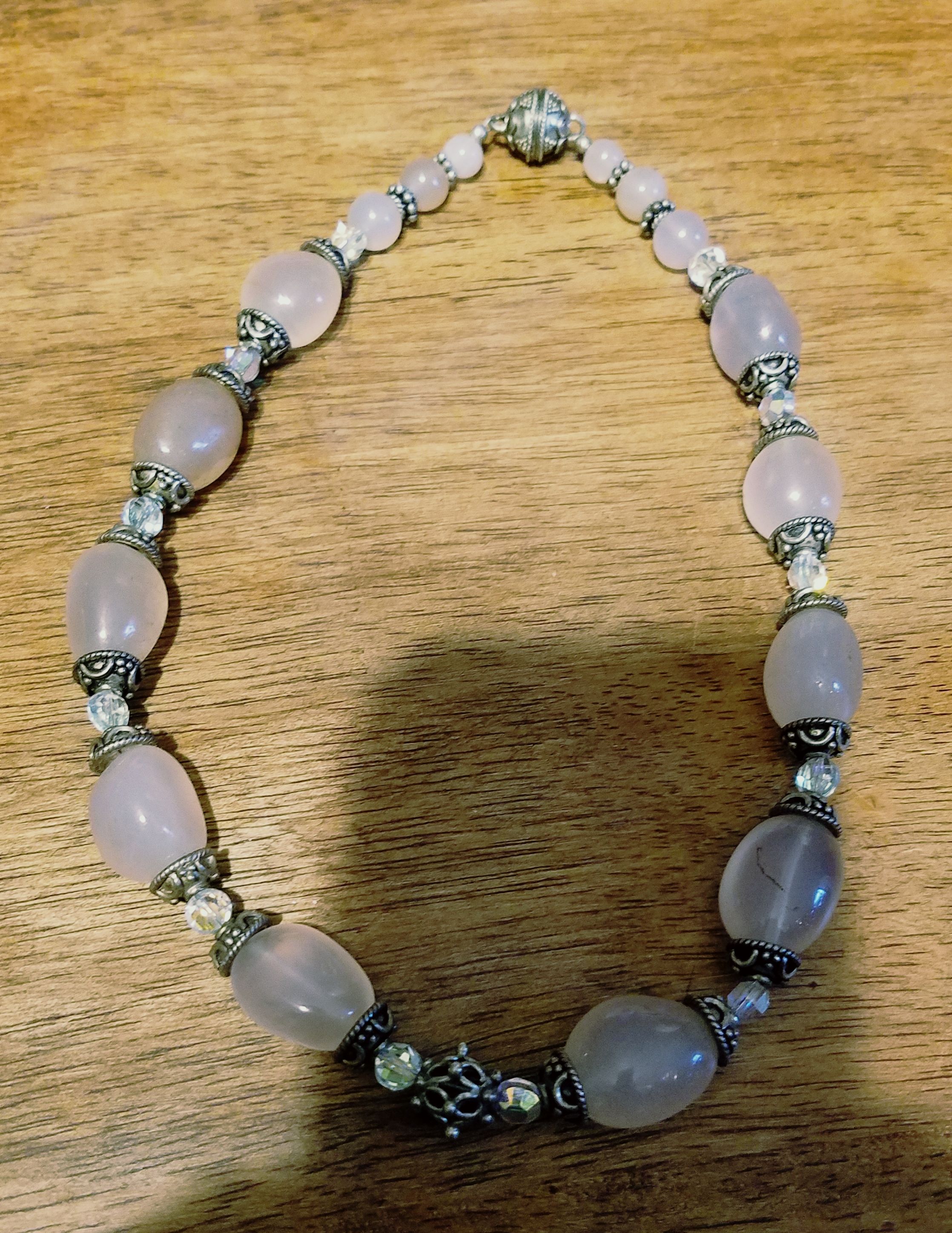 Rosequartz and Silver Choker Necklace