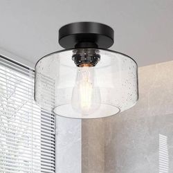 new Semi Flush Mount Ceiling Light Fixture Modern, Industrial Ceiling Light Fixture, Light Fixtures Ceiling Mount with Clear Glass Shade, Pendant Ligh