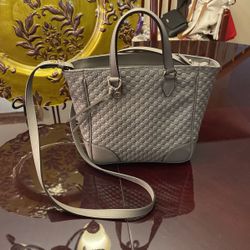 Gucci Small Tote Gray 100% Authentic 