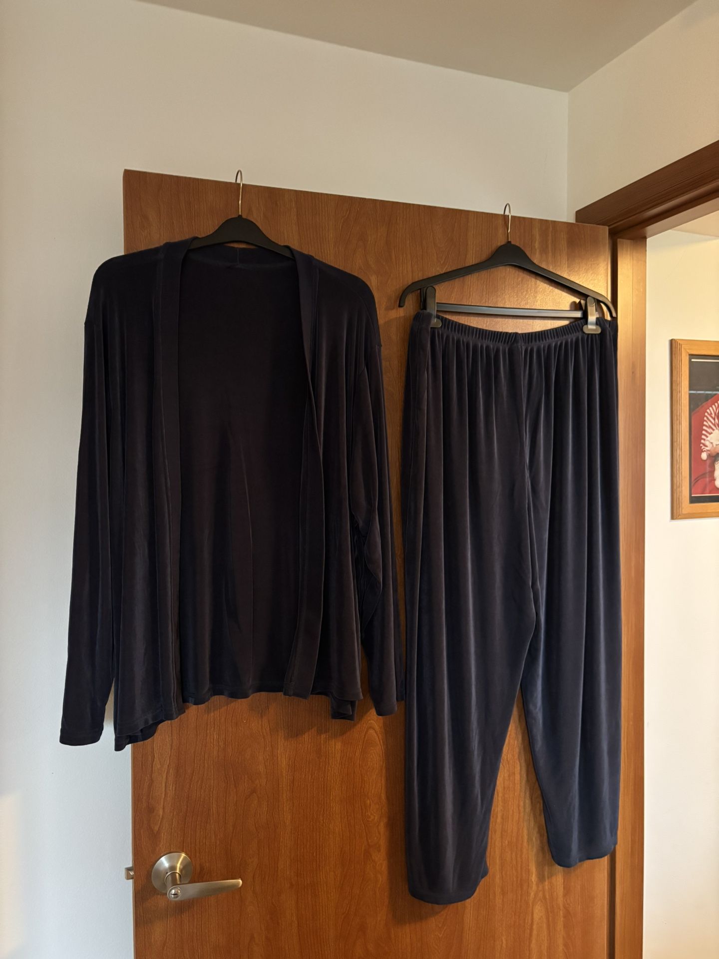 Citiknit’s Two Pieces Set ; Long Sleeve Cardigan & Wide Leg Pants 3XL