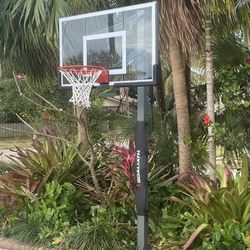 Goaliath 54 inch in ground basketball hoop, adjustable basketball court