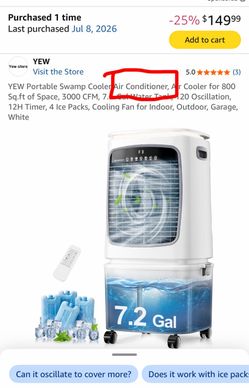YEW Portable Swamp Cooler Air Conditionerair