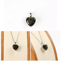 Authentic Moldavite Heart Pendant 8mm