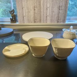 Lenox Vintage 1940’s Canterbury Cream 24K Gold Trim Set Ashtray Candy/Sugar/Nuts/Sweets Bowls