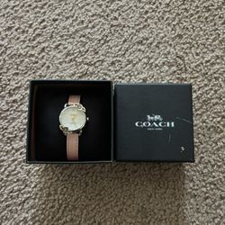 Coach Delancey Floral Leather Strap Watch Pink Women’s