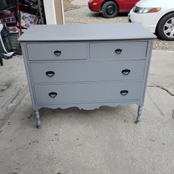 Gray 4 Drawer Dresser Solid Wood 