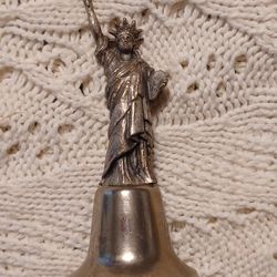 Vintage Pewter And Metal Statue  Of Liberty Bell