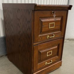 Vintage mission oak wood 2-drawer file chest  