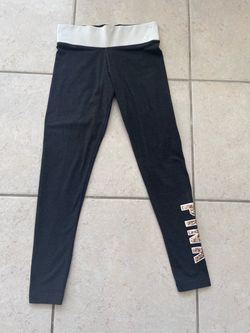 PINK Victoria's Secret Yoga Leggings – Women's S, Sequin Logo, Dark Gray
