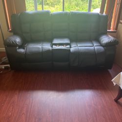 Faux-leather Reclining And Heated Black Sofas
