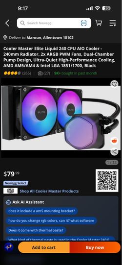 Cooler Master Elite Liquid 240 AIO CPU Cooler