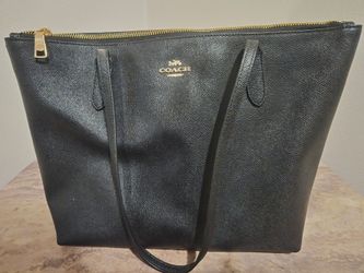 Coach Black Zip-Top Tote – Gold-Tone Hardware – $60