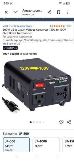 500W US to Japan Voltage Converter 120V to 100V Step Down Transformer