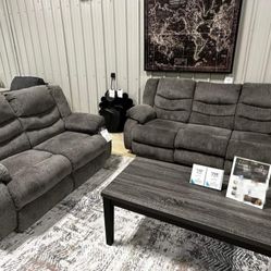 Brand New/ Gray Reclining Living Room Set/ Sofa And Loveseat// Delivery Available 