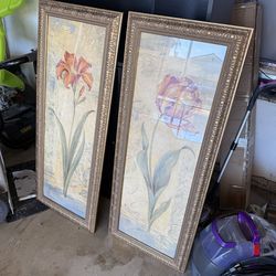 Vintage Large gold, framed floral wall