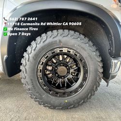COMBAT- MATTE BLACK 17x9 Wheel and Tire Combo 285/70R17 Silverado Tacoma Sierra Denali Tahoe Ranger 4Runner Sequoia