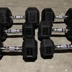 New, 182.5lbs Rougue Rubber Hex Dumbbells