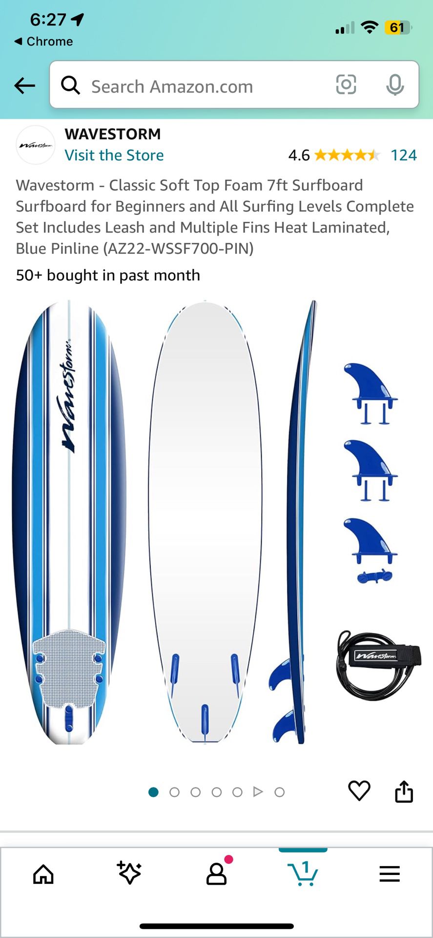 Wavestorm 8’ Surfboard With Leash