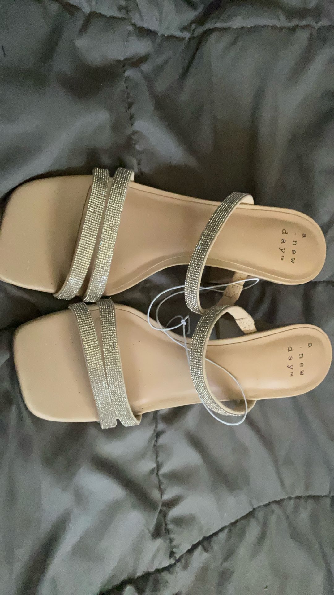 Silver Sparkling Heel Pumps Sandals