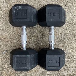 40 lb dumbbells lbs dumbbell set Rubber Hex weights weight 40lb 40lbs pair pounds pound #