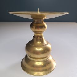 Vintage Brass Pillar Candle Holder
