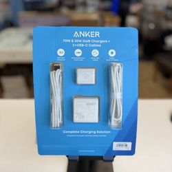 Anker 4 pc Charging Set with 2x USB-C Cable, 70W & 30W GaN wall charger 4 ports