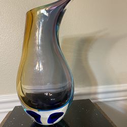 Vintage Standing 11.5”Murano Sommerso Art Glass Vase