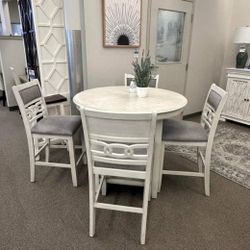 AP- GIA 5 PC 42" ROUND COUNTER DINING TABLE & 4 CHAIRS-BROWN/ Fast Delivery - Financing 