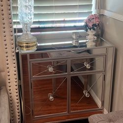 Mirrored Accent Table Nightstand 