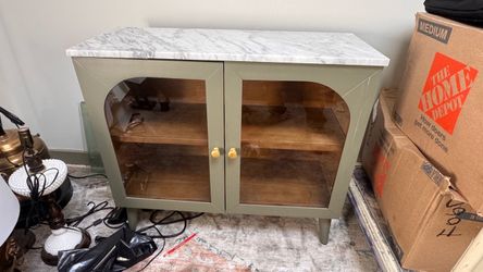 Sage Green Cabinet with Marble Top TAHARI Marble Top 2 Door Cabinet