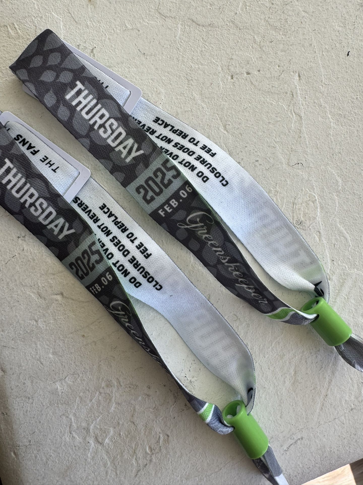 Waste management Open Greens keeper Wristband - Thursday feb 6- Unlimited Food And drinks- 250$ Each 