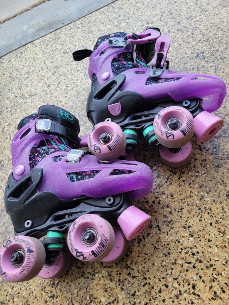 Girls Purple Riller Derby Afjustable Kids Youth Girls Purple Child 4 Wheel Roller Skates