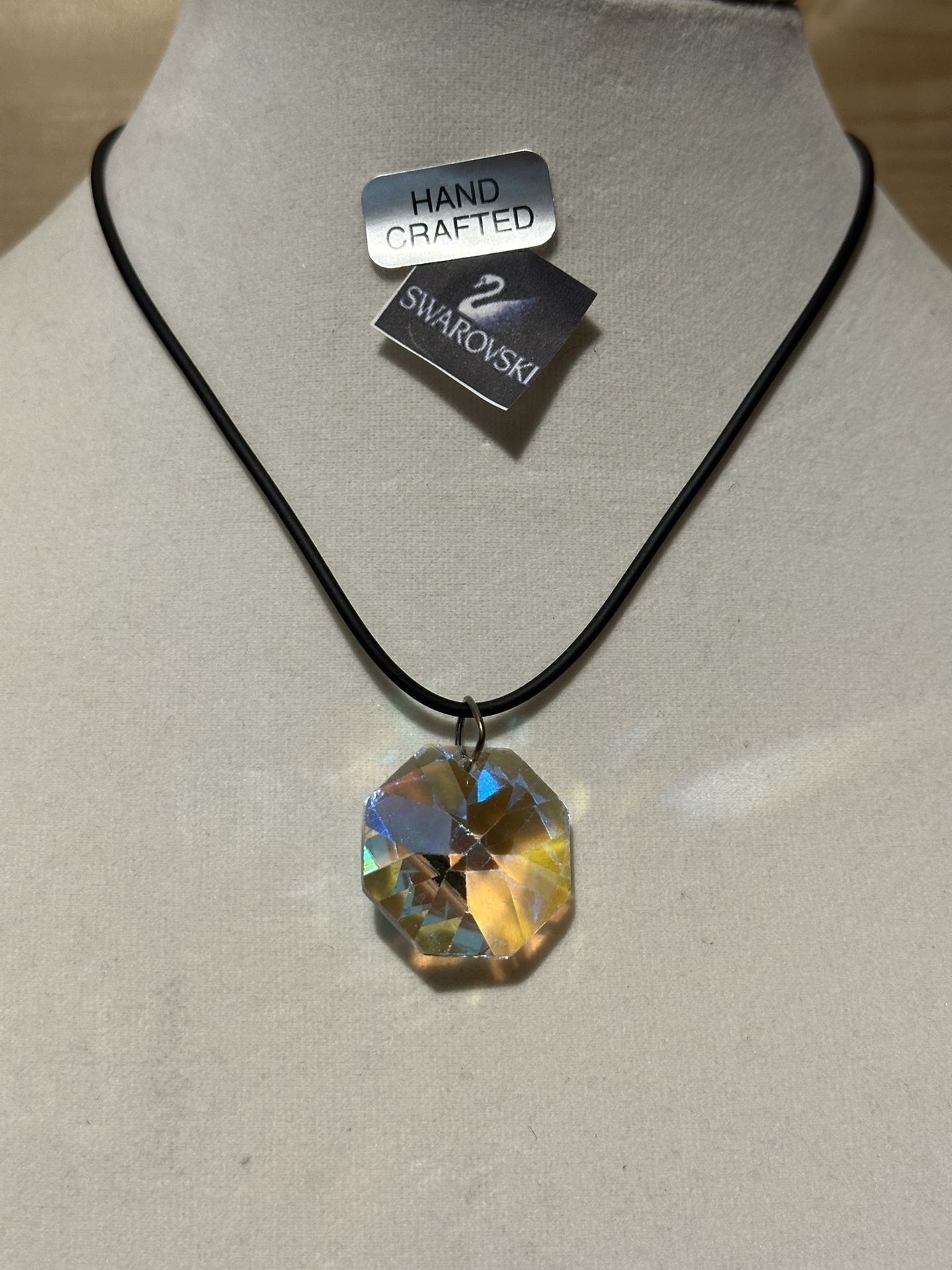 Brand new handmade Clear AB iridescent Swarovski pendant necklace with silver