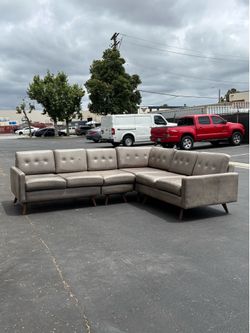 Joybird Distressed Leather Sectional | Luxury Modern Couch