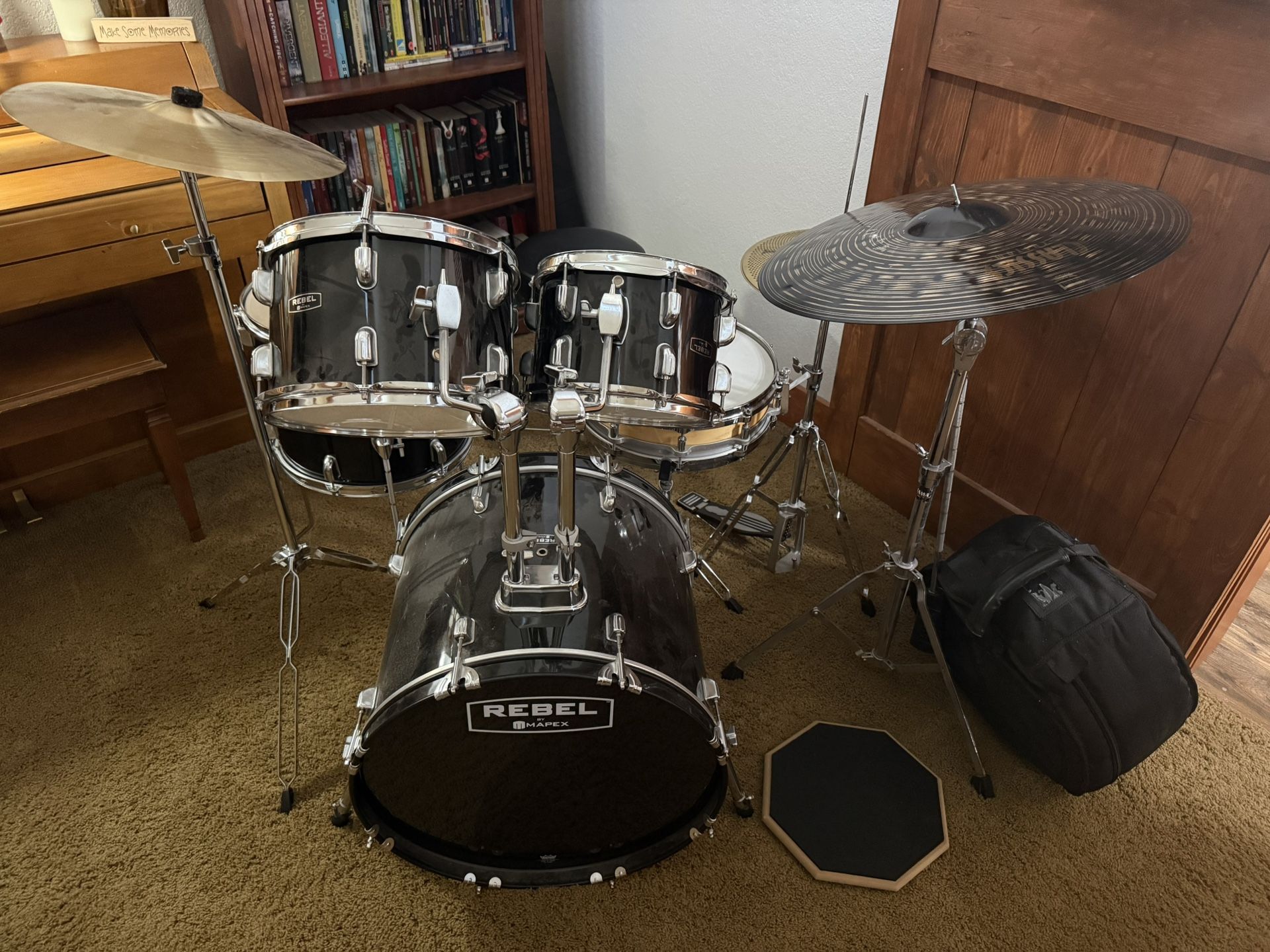 Complete Drum Set + Meinl 22” Dark Ride + Extra Snare – Ready to Play