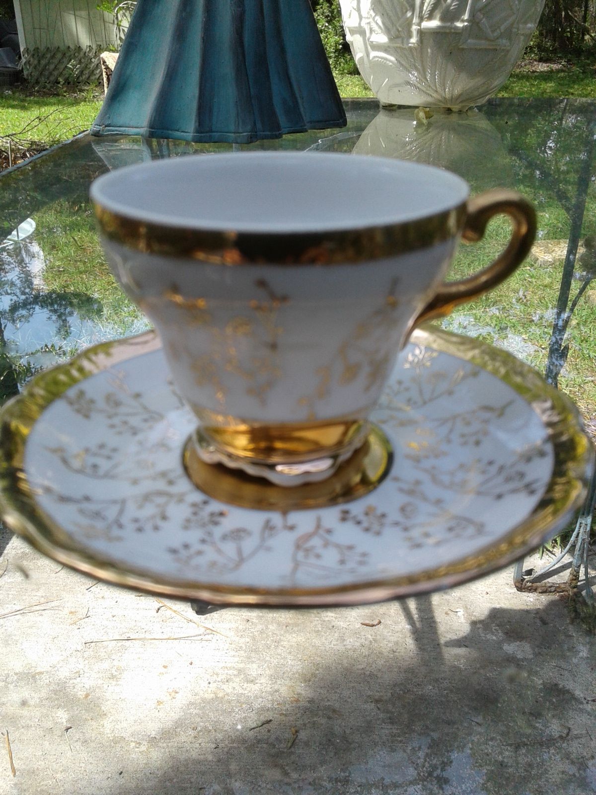 Sterling China Porcelain Gold Rim Footed Demitasse Cups set/4