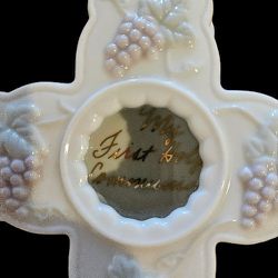 Russ Berrie First Holy Communion Porcelain Cross  Trinket Box 