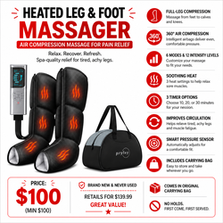 Brand New Heated Leg & Foot Massager, Air Compression Massage for Pain Relief