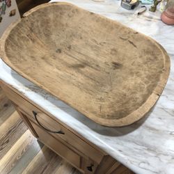 Antique Large Wooden Hand Carved Dough Bowl 21 3/4 Inches Long