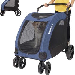 Dog Stroller Pet Jogger Wagon Foldable Cart with 4 Wheels, Adjustable Handle, Zipper Entry, Mesh Skylight Pet Stroller for Small to Large Dogs and Oth