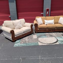  Town Sofa And Cream Loveseat 