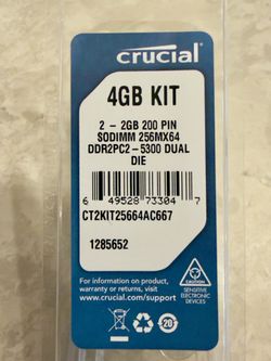 4GB KIT of Crucial 200 PIN RAM