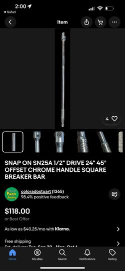 Snap On Half Inch Breaker Bar