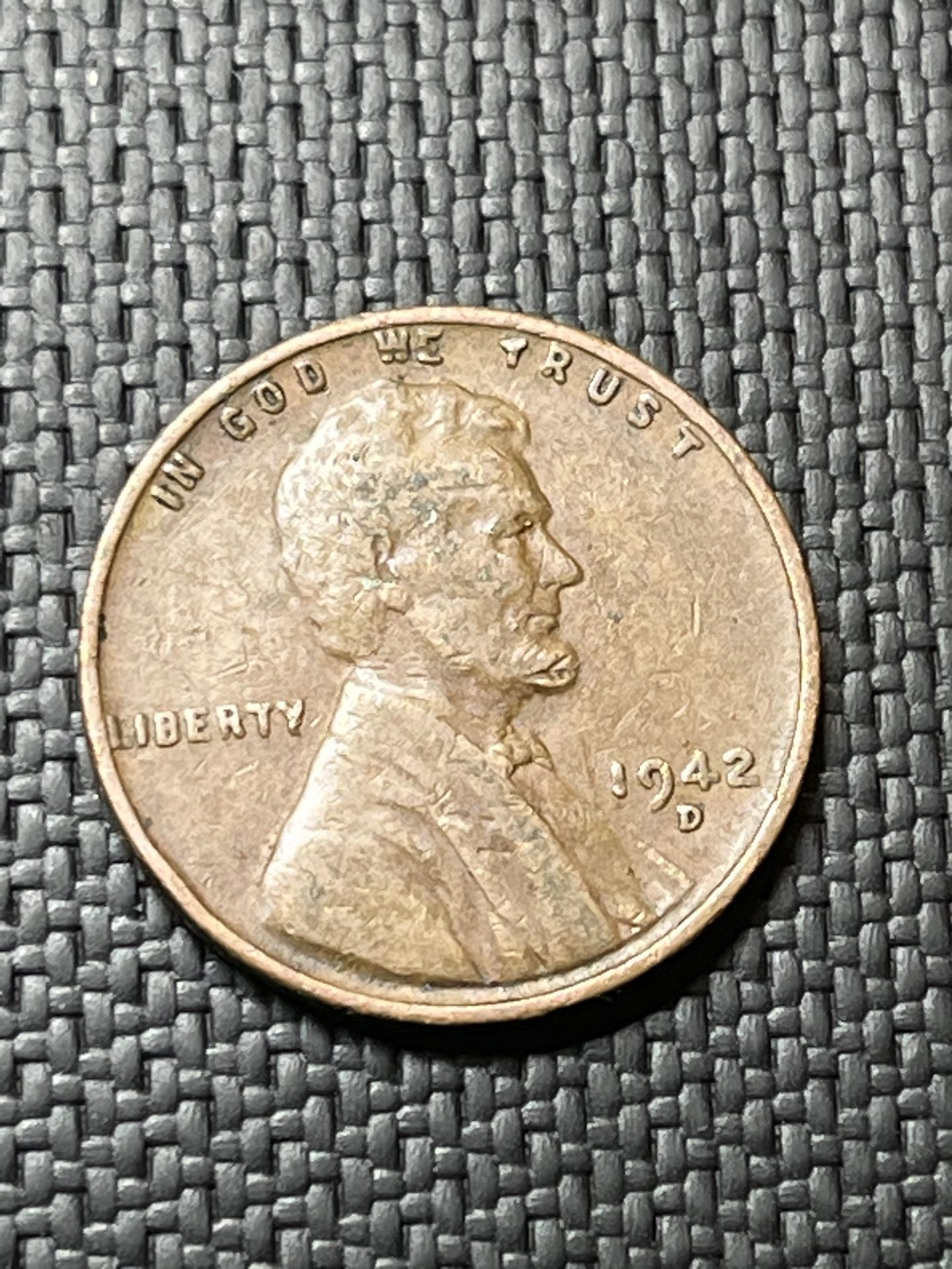 1942 D Lincoln Wheat Cent Penny Coin 