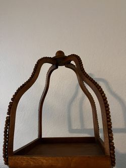 Mud Pie Wood Beaded Lantern Carrier. Distressed Appearance Adds Charm