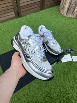 Chanel CC Logo Sneaker “White Silver”