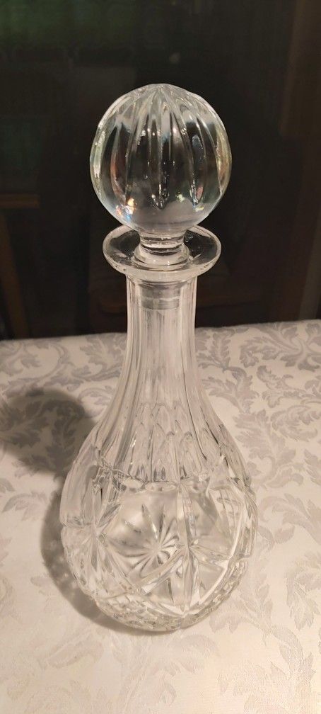 Heavy Vintage 24% Lead Crystal Decanter Made In Poland 