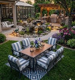 Aluminum dining table set aluminum patio furniture aluminum outdoor dining table set deep seating cushions oversized patio chairs brand new πβοΈπππΊ